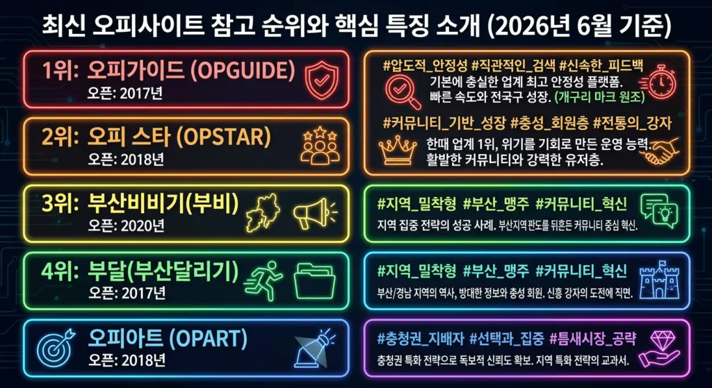 최신 오피사이트 참고 순위와 특징 소개